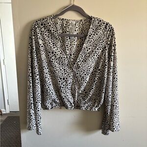 Sadie & Sage Black and White Dotted Blouse